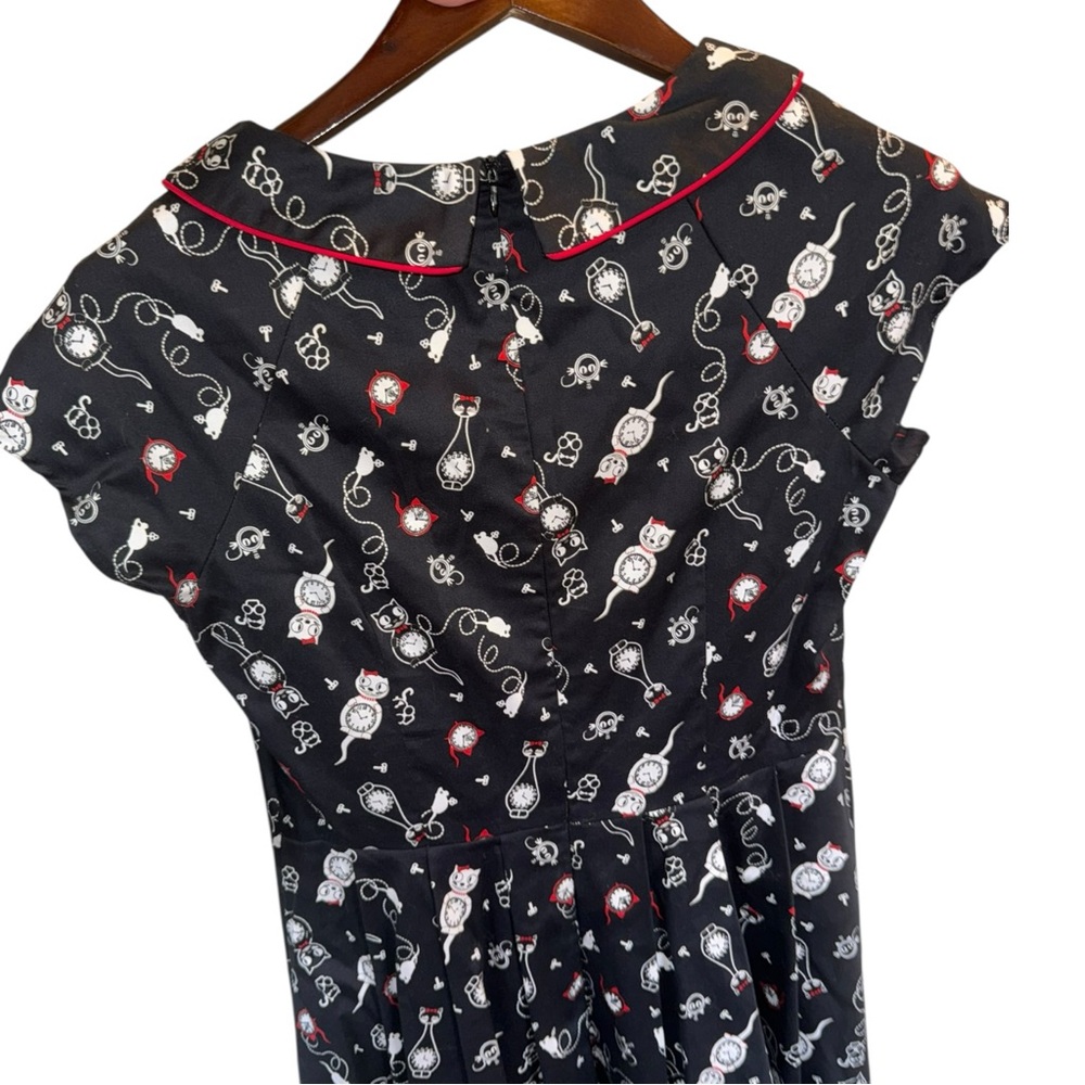 Today only $50 Voodoo Vixen Felix the Clock Cat Print Retro Dress NWT Rockabilly - Picture 8 of 16